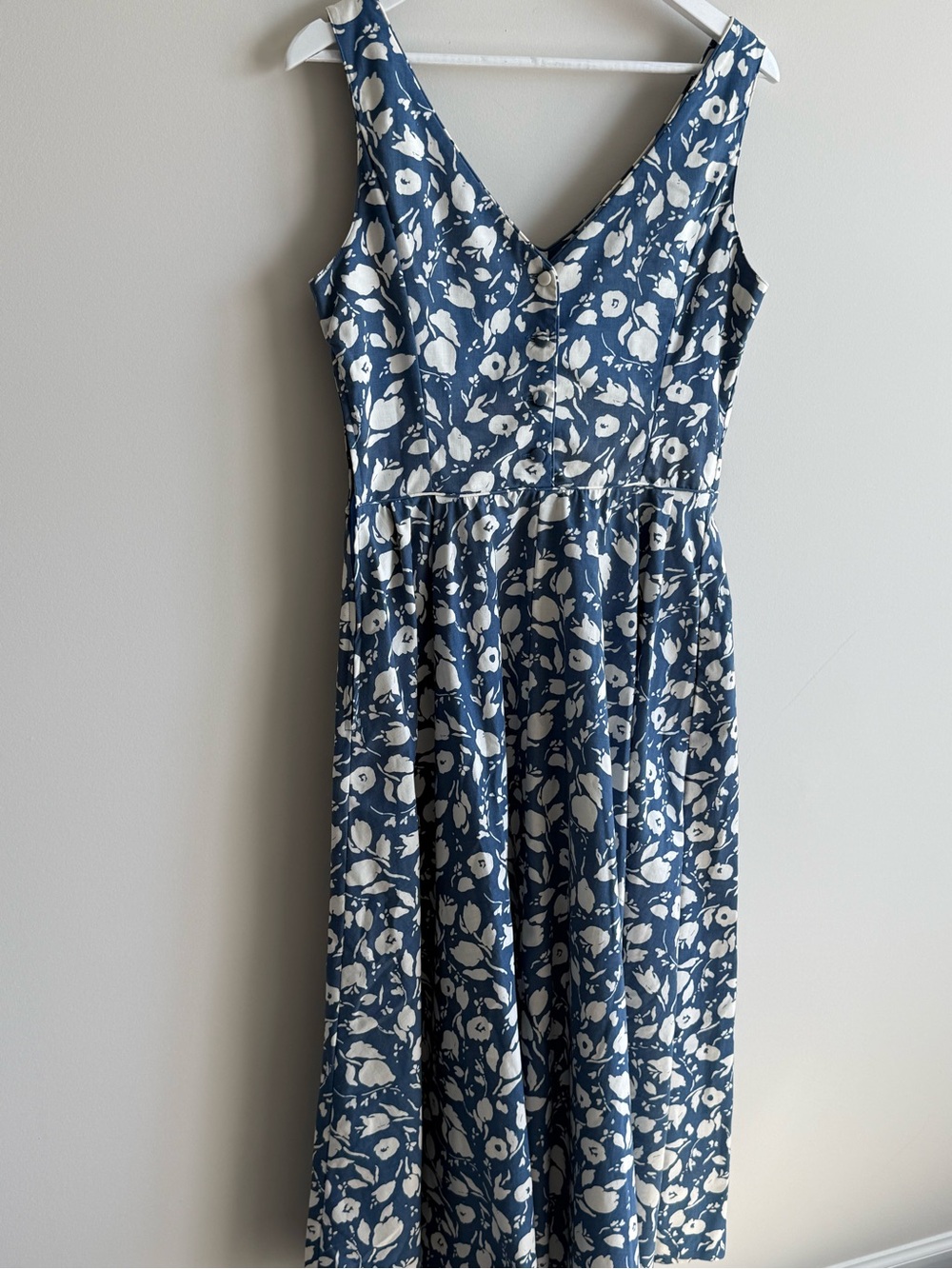 Vintage Laura Ashley blue floral 100% cotton made in Great Britain dress US 12 - Picture 3 of 9